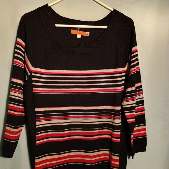 C&A Black Striped Knit Sweater Dress – 3/4 Sleeve Women’s Size XL - Picture 2 of 4